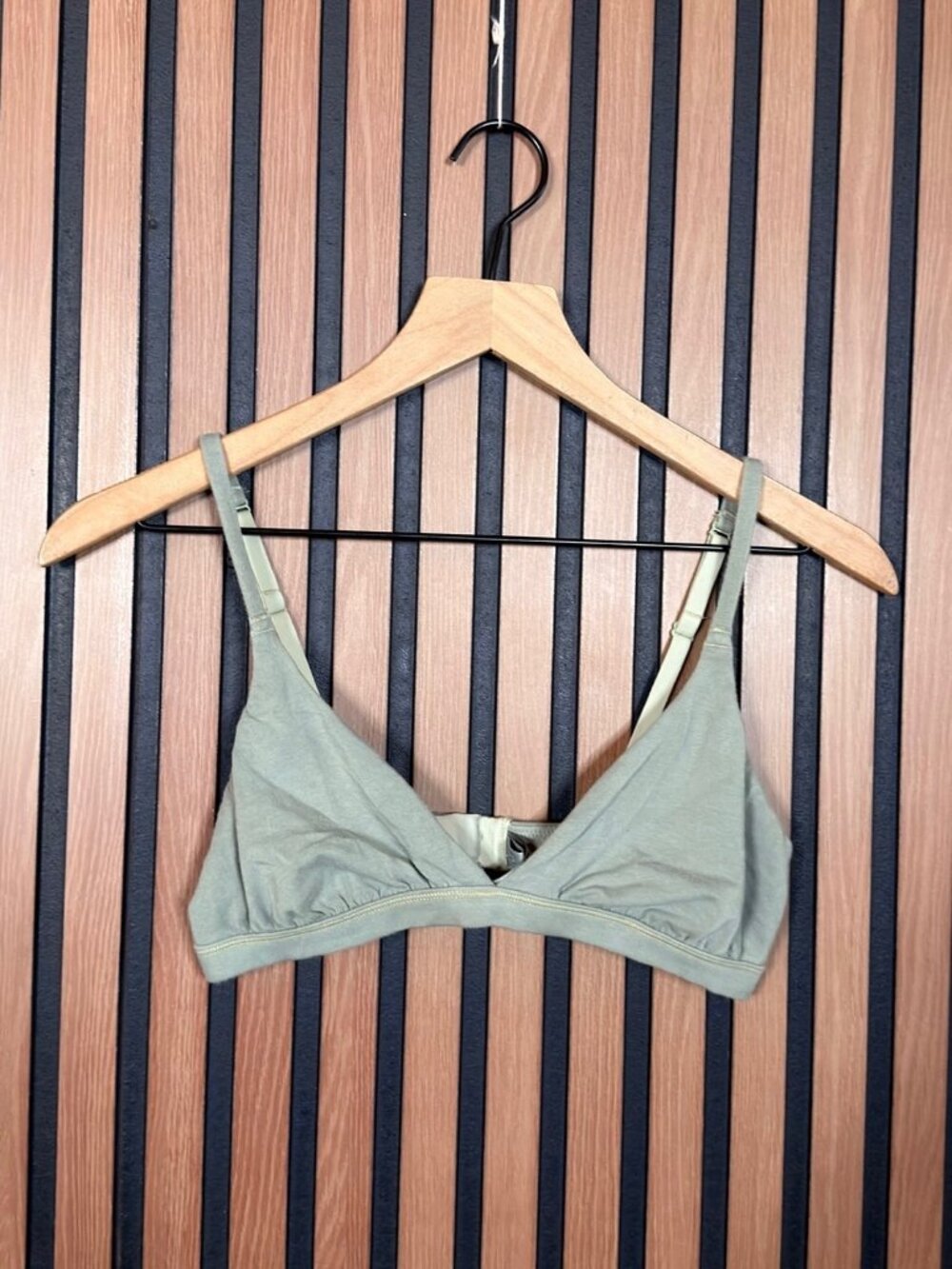 Skims Bra Medium Womens Sage Green Cotton Stretch Triangle Bralette
